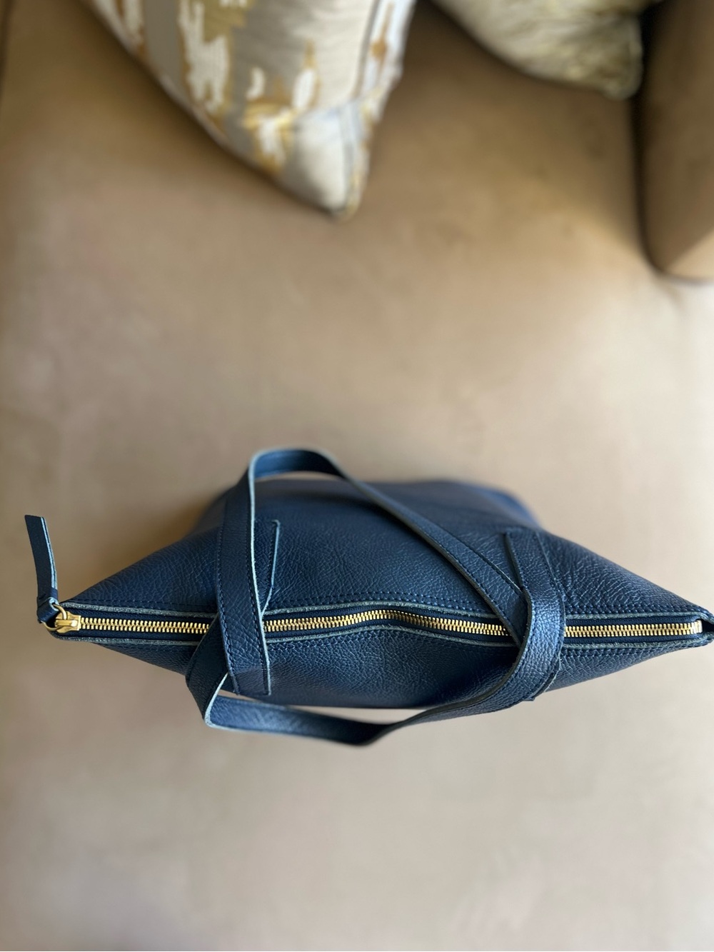 Mark & Graham Everyday Italian Leather Tote - Navy - Medium - Picture 3 of 9